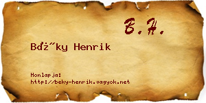 Béky Henrik névjegykártya